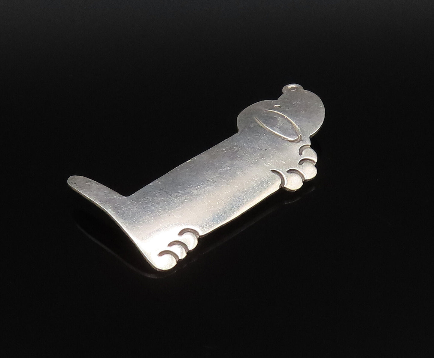 MEXICO 925 Silver  Vintage Minimalist Etched Puppy Dog Brooch Pin  BP9988