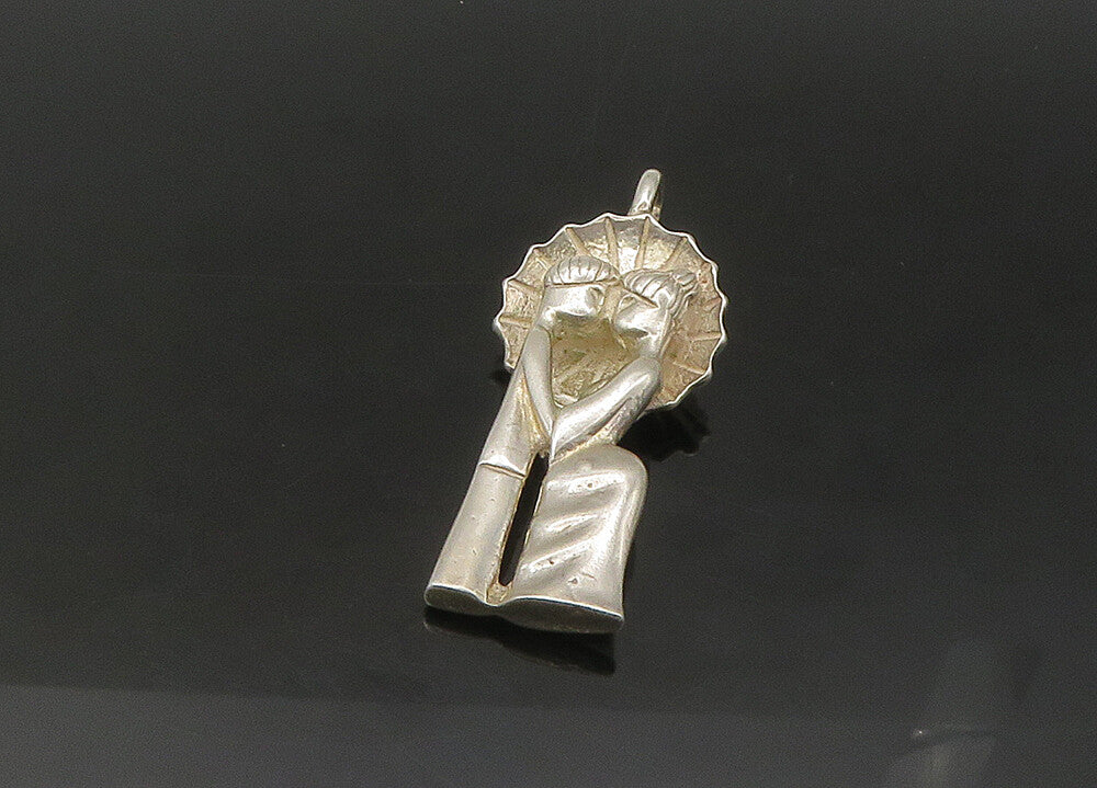 ISRAEL 925 Sterling Silver  Vintage Couple With Umbrella Pendant  PT17859
