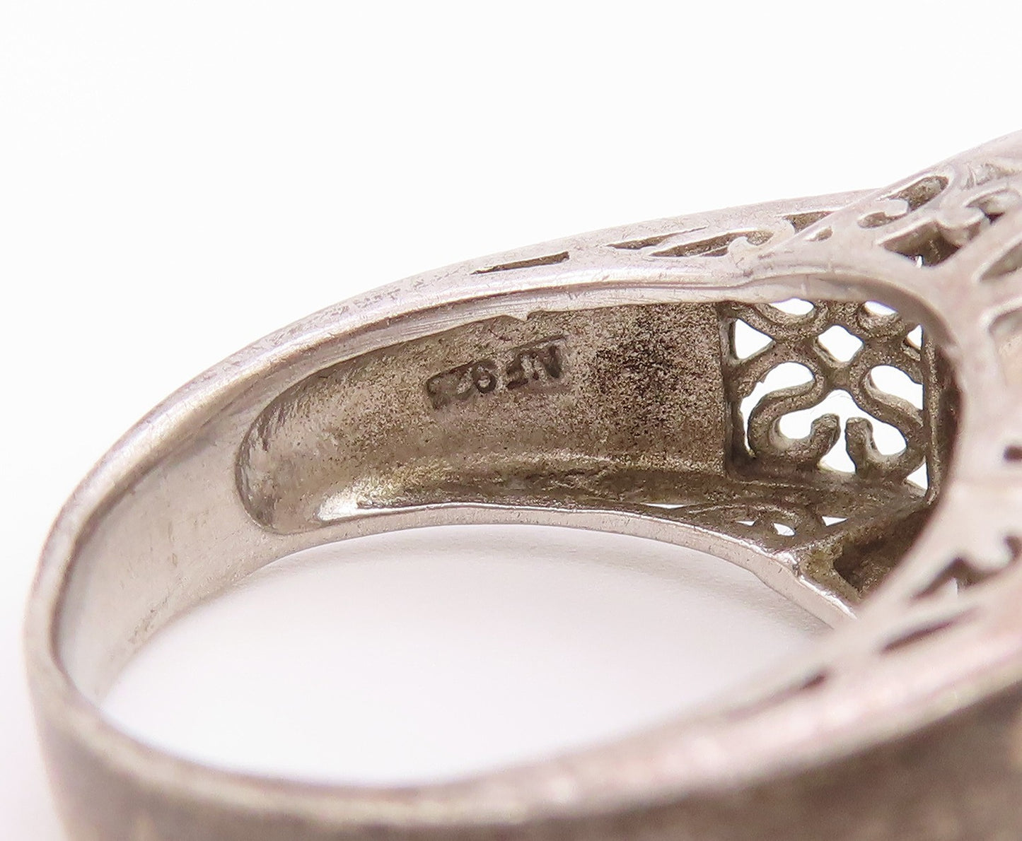 925 Sterling Silver Vintage Ring Smoky Quartz Statement Band  Sz 7  RG36421