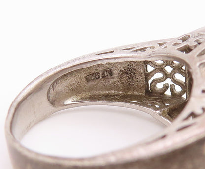 925 Sterling Silver Vintage Ring Smoky Quartz Statement Band  Sz 7  RG36421