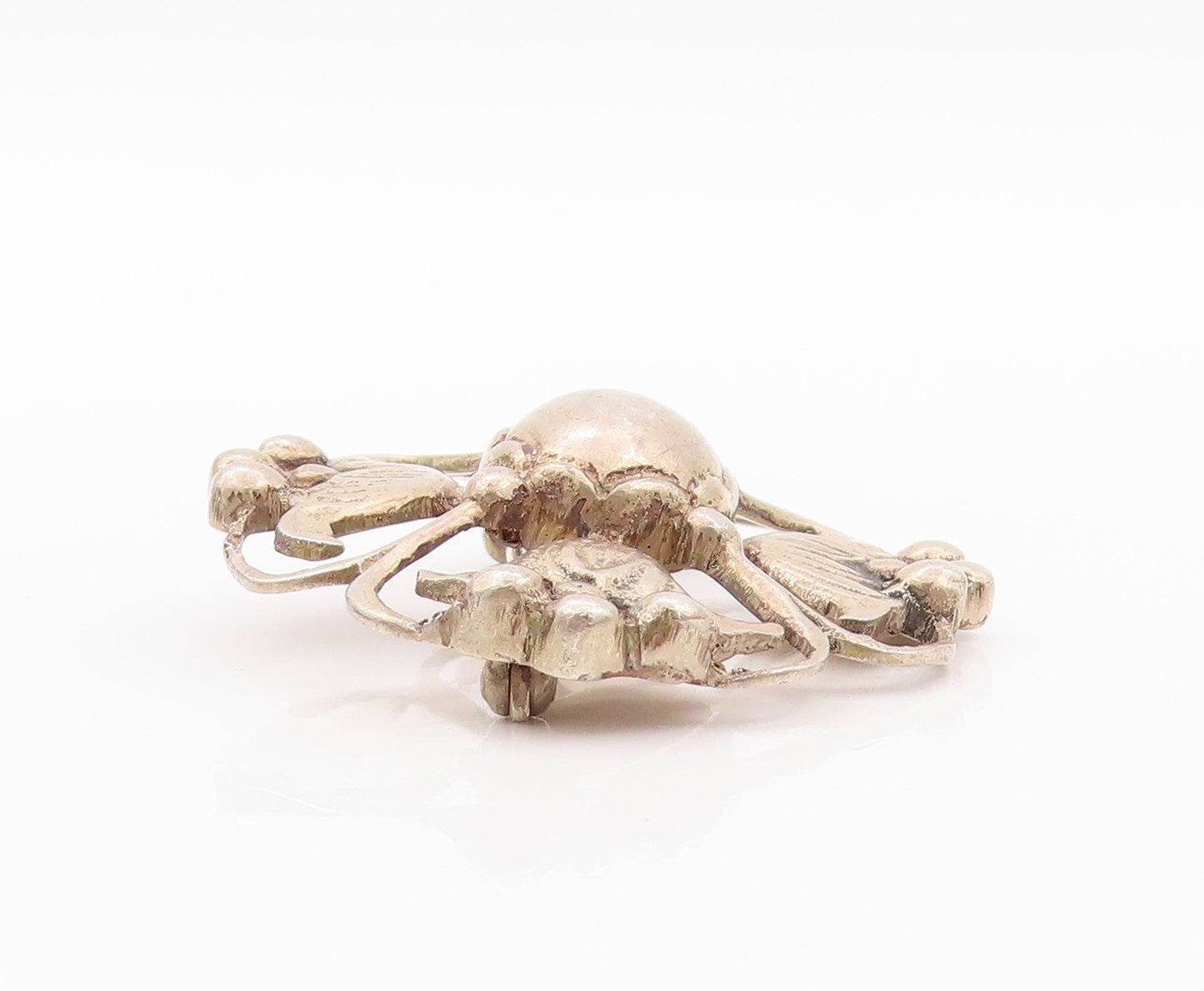 925 Sterling Silver Vintage Brooch Antique Cutout Floral Design  BP11588