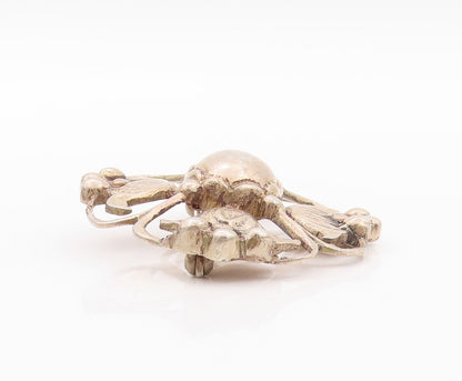 925 Sterling Silver Vintage Brooch Antique Cutout Floral Design  BP11588
