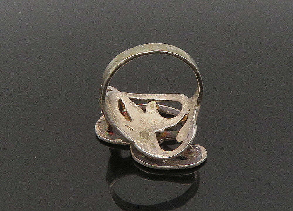 925 Sterling Silver  Vintage Dark Tone P Initial Band Ring Sz 7  RG22786