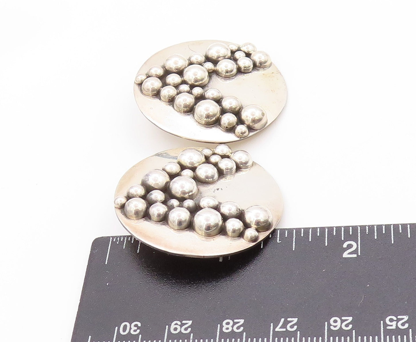 925 Sterling Silver Vintage Earrings CARSI MEXICO Carved Bubble Design  EG13568