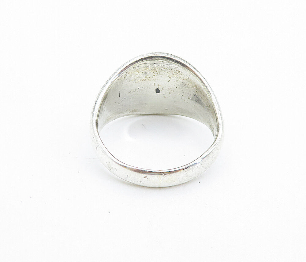925 Sterling Silver  Vintage Pentagram Star Swirl Large Band Ring Sz 12 RG7511