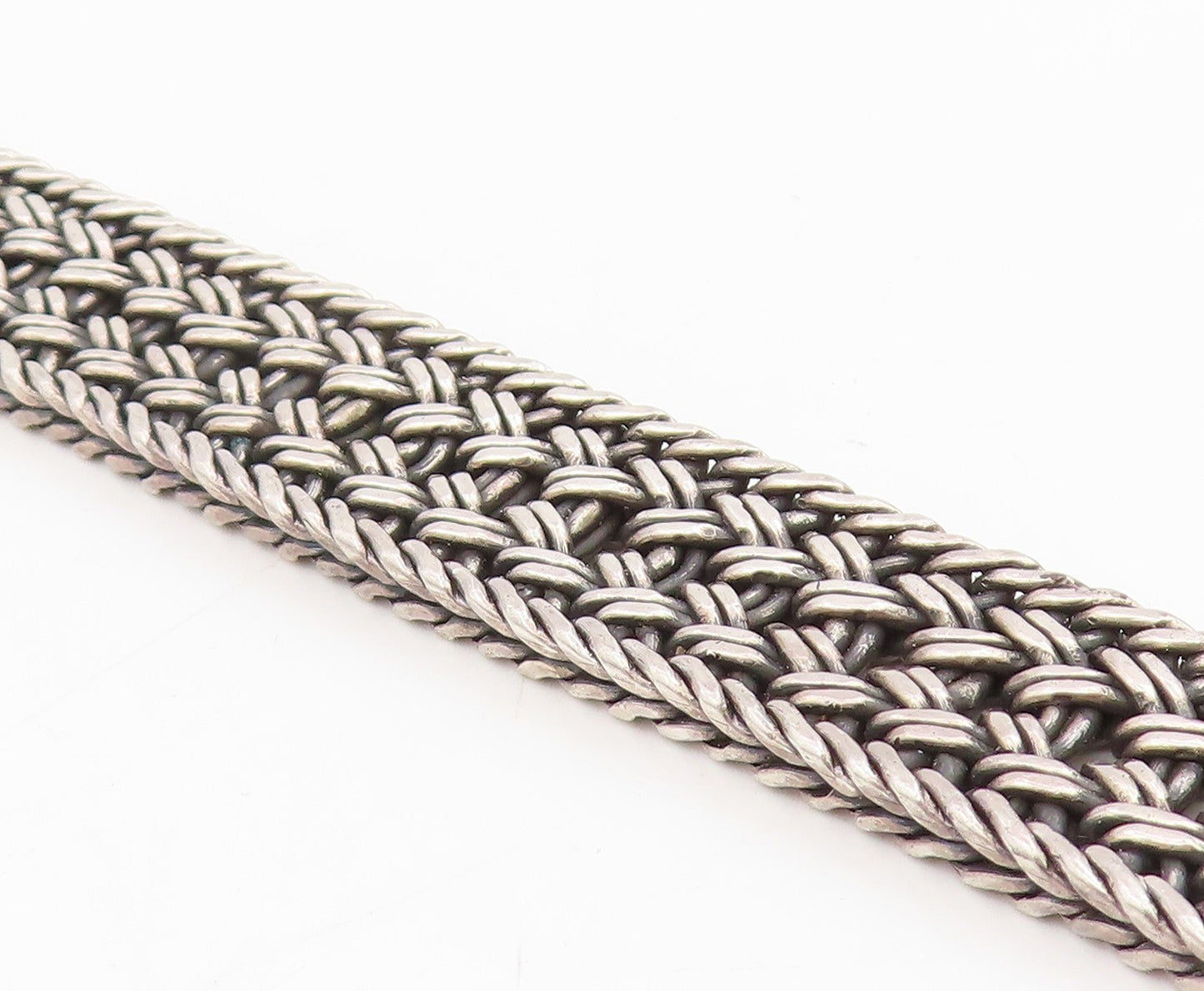 925 Sterling Silver Vintage Bracelet BALI Intricate Basketweave Chain  BT11582
