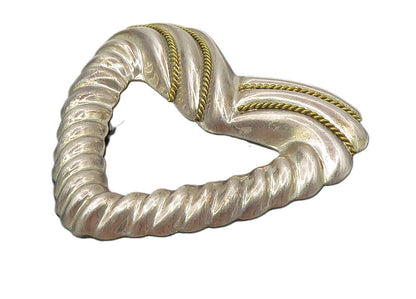 MEXICO 925 Sterling Silver  Vintage Two Tone Rope Twist Brooch Pin  BP3834