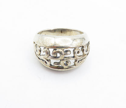 925 Sterling Silver  Vintage Shiny Open Swirl Vine Dome Band Ring Sz 8  RG5810