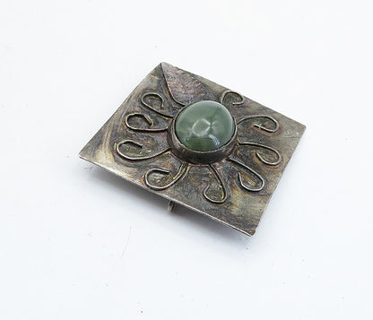 925 Sterling Silver  Vintage Antique Jasper Floral Leaf Swirl Pendant  PT5032