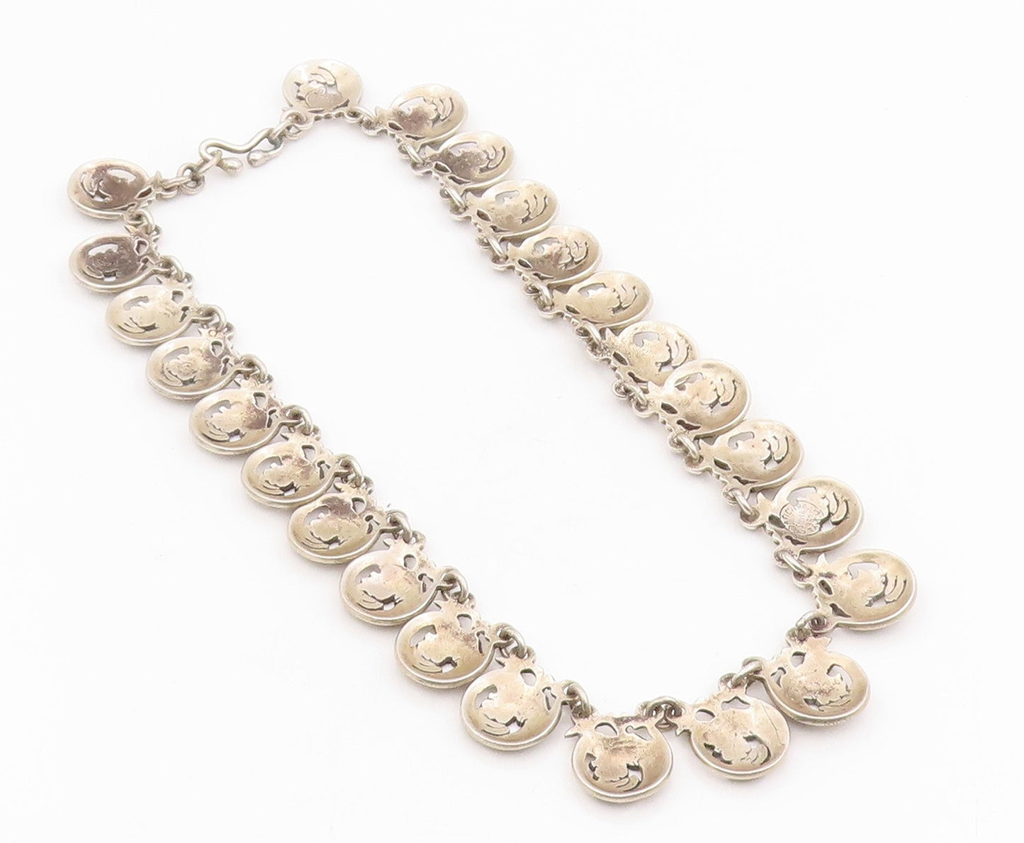 925 Sterling Silver Vintage Necklace CASA FIGUEROA Spiral Medallion Link  NE4752