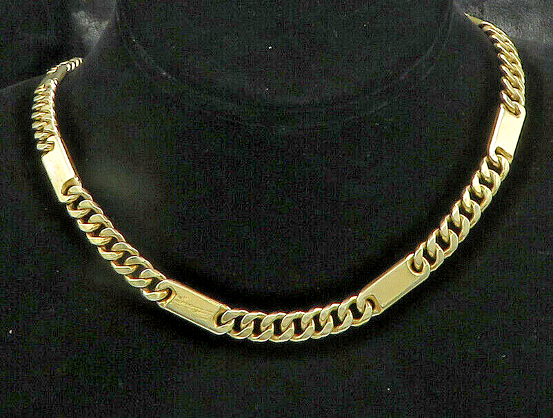 925 Sterling Silver  Vintage Shiny Gold Plated Curb Link Chain Necklace NE3117