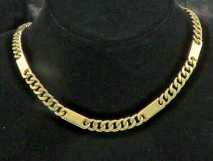 925 Sterling Silver  Vintage Shiny Gold Plated Curb Link Chain Necklace NE3117