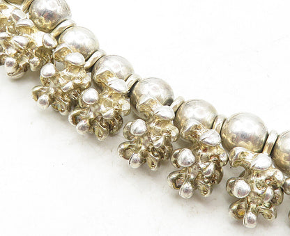 Solid Silver  Vintage Shiny Charmed Ball Bead Chain Necklace  NE1809