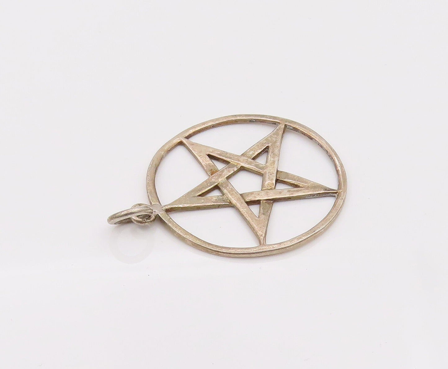 925 Sterling Silver  Vintage Masonic Star Incircle Cutout Pendant  PT22095