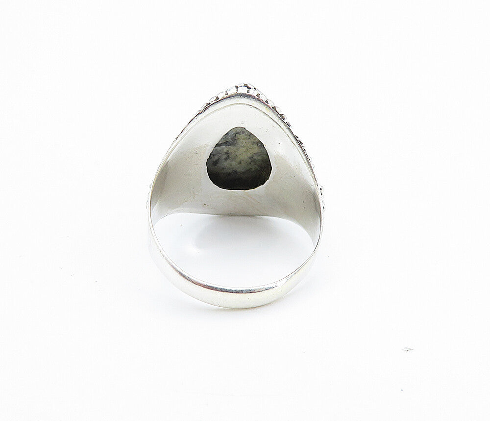 925 Sterling Silver  Cabochon Cut Dendrite Agate Cocktail Ring Sz 8  RG8014