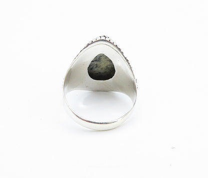 925 Sterling Silver  Cabochon Cut Dendrite Agate Cocktail Ring Sz 8  RG8014