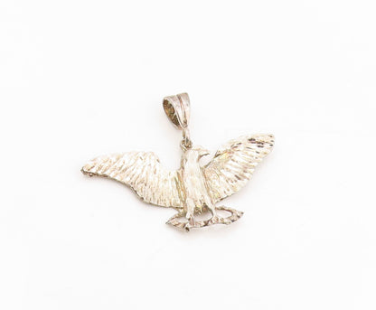 925 Sterling Silver Vintage Pendant Etched Majestic Eagle Of Strength  PT25278