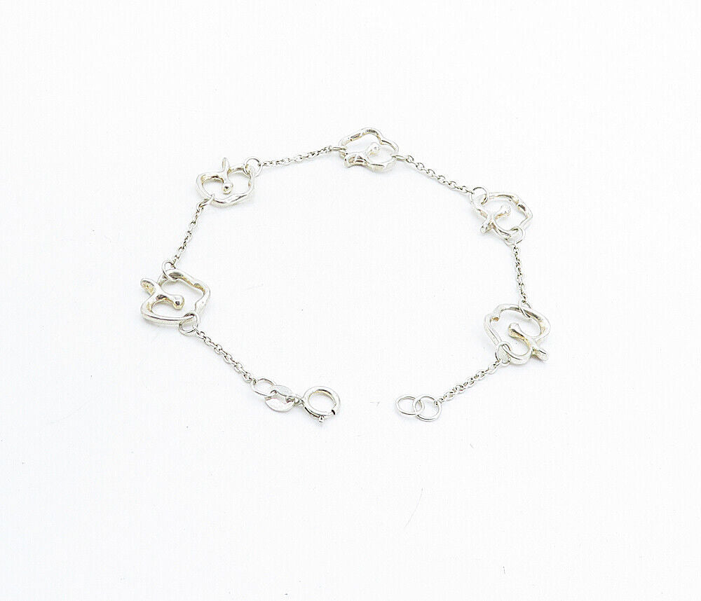 925 Sterling Silver  Vintage Shiny Petite Apple Motif Chain Bracelet  BT2300