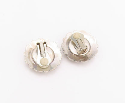 925 Sterling Silver Vintage Earrings CAROLYN POLLACK Mother Of Pearls  EG13621