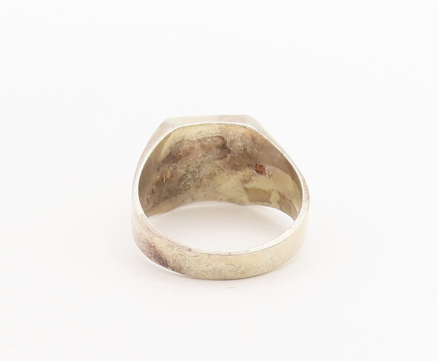 925 Sterling Silver Vintage Ring MEXICO Red Enameled Moon & Star  Sz 13  RG28997