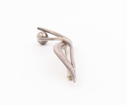 MEXICO 925 Silver  Vintage Modernist Overlapping Swirl Knot Brooch Pin  BP9893