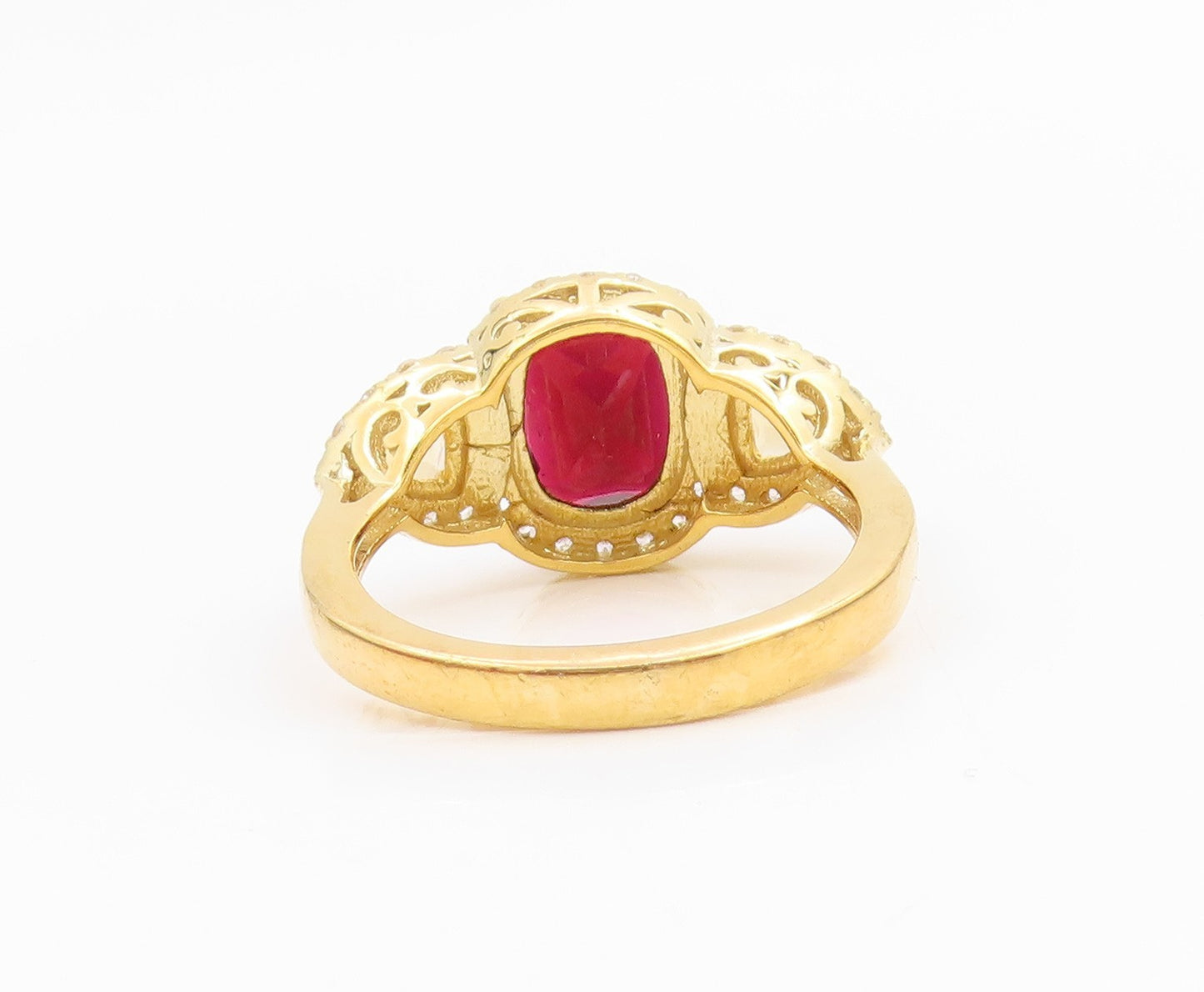 925 Sterling Silver Vintage Ring Gold Plated Garnet & Citrine Band Sz 9 RG35695