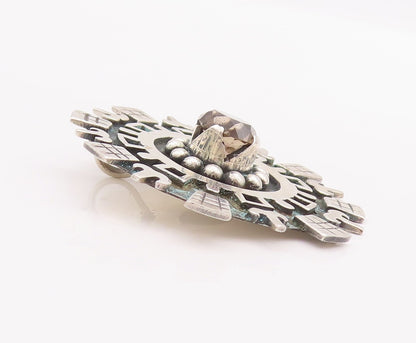 925 Sterling Silver Vintage Pendant LOS BALLESTEROS Carved Circular Gem  PT22957