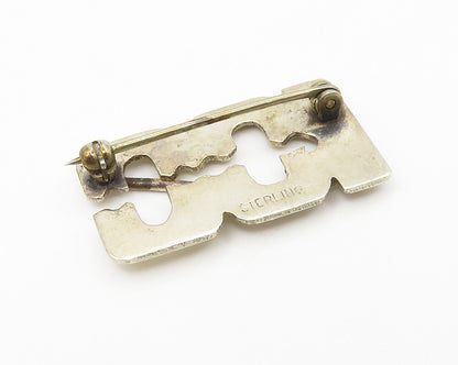 925 Sterling Silver  Vintage 100 Hockey Stick Sports Brooch Pin  BP5301