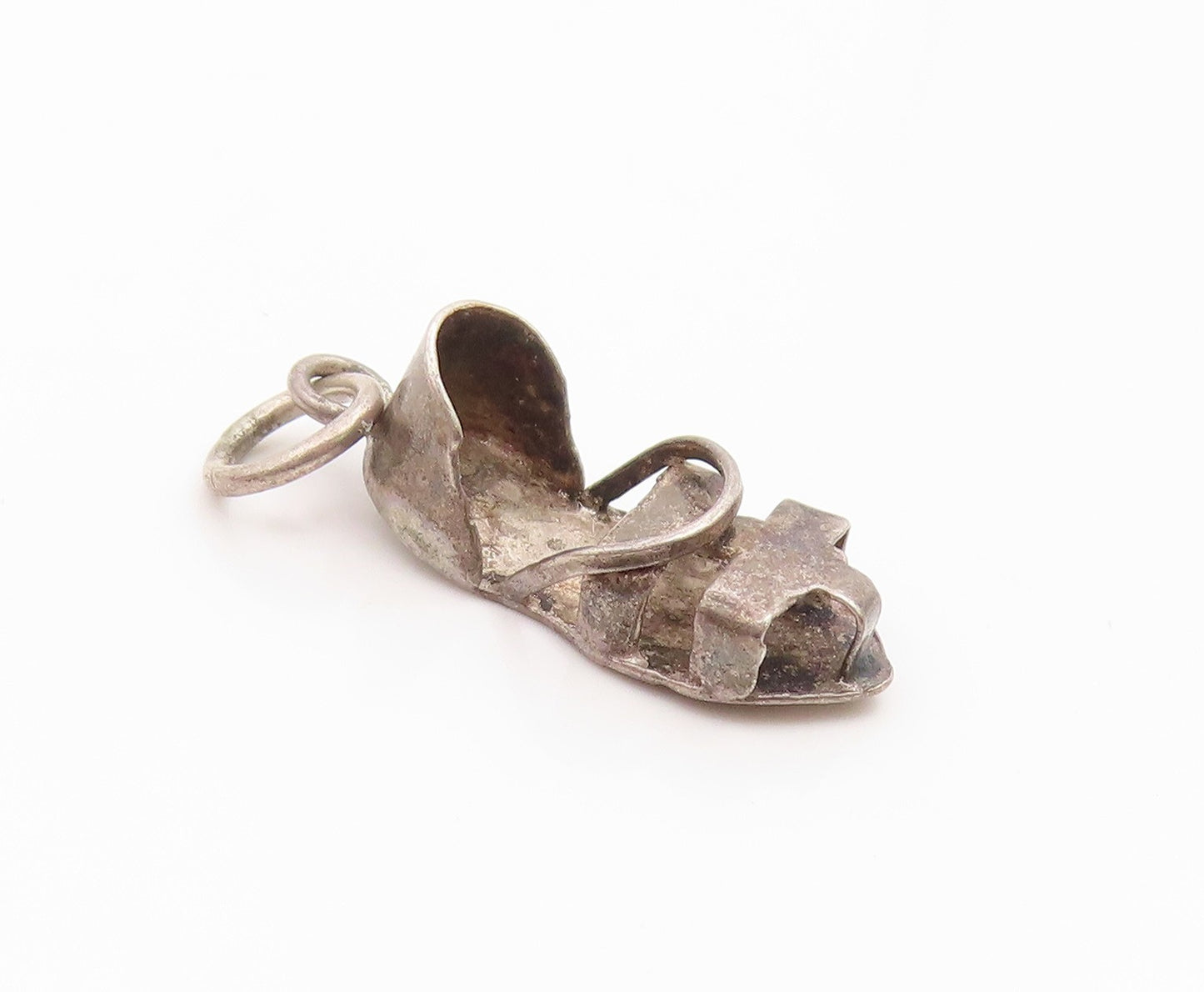 925 Sterling Silver  Vintage Dark Tone Petite Sandal Shoe Pendant  PT17900