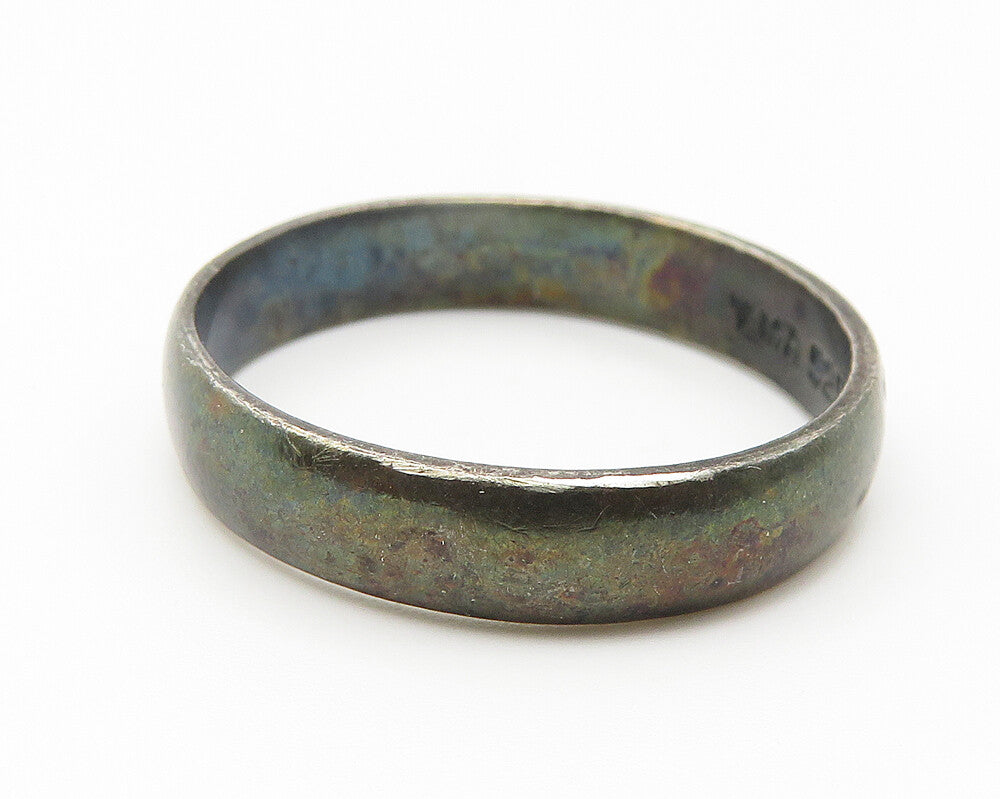 925 Sterling Silver  Vintage Oxidized Love Stamped Band Ring Sz 8  RG11404