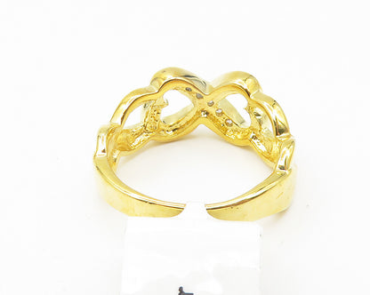 925 Sterling Silver  Topaz Gold Plated Infinity Hearts Band Ring Sz 6  RG11064