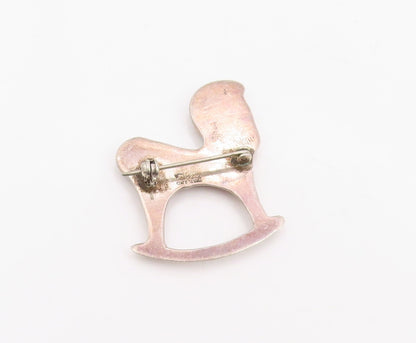 925 Sterling Silver Vintage Brooch Pin Classic Rocking Horse Figurine  BP12319