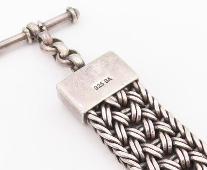 925 Sterling Silver Vintage Bracelet BALI Intricate Basketweave Chain  BT11582