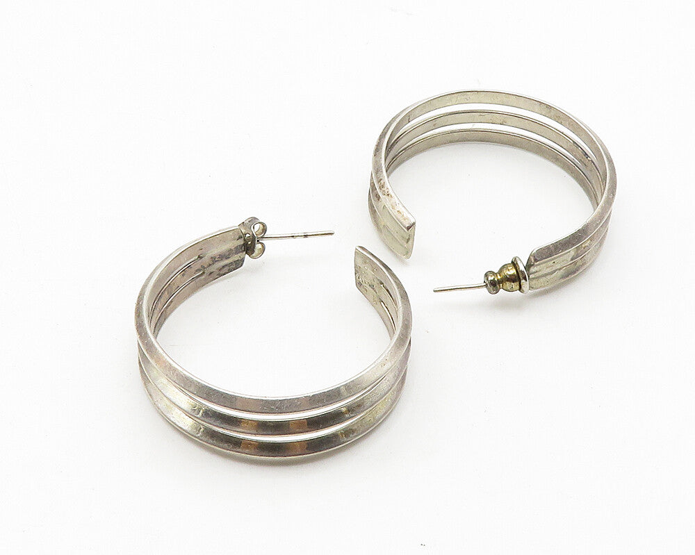 LISA PIERSON 925 Sterling Silver  Vintage Split Design Hoop Earrings  EG5665