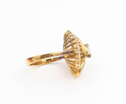 925 Sterling Silver Vintage Ring Gold Plated Marquise Cut CZ Band  Sz 7  RG33828