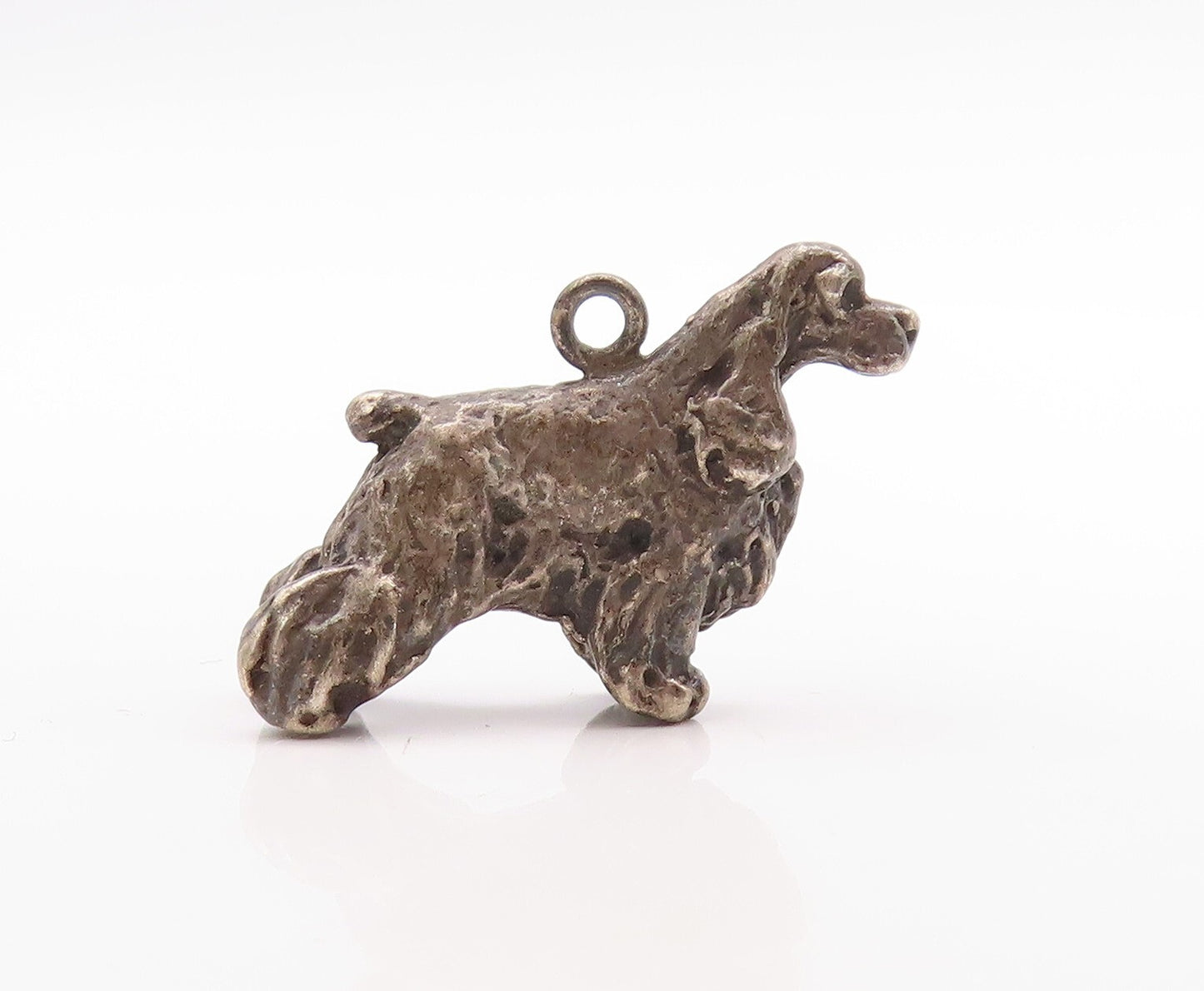 925 Sterling Silver Vintage Pendant Dark Tone 3D Carved Dog  PT23624