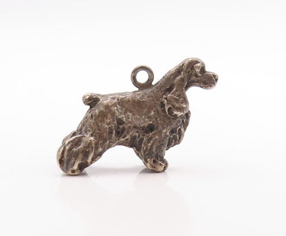 925 Sterling Silver Vintage Pendant Dark Tone 3D Carved Dog  PT23624