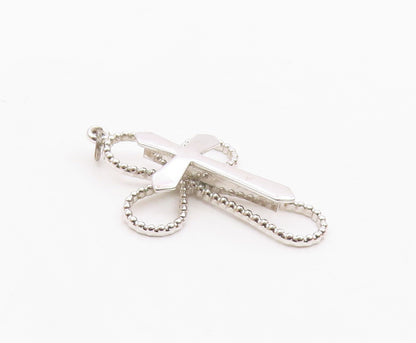 925 Sterling Silver  Shiny Polished Religious Cross Drop Pendant  PT14411