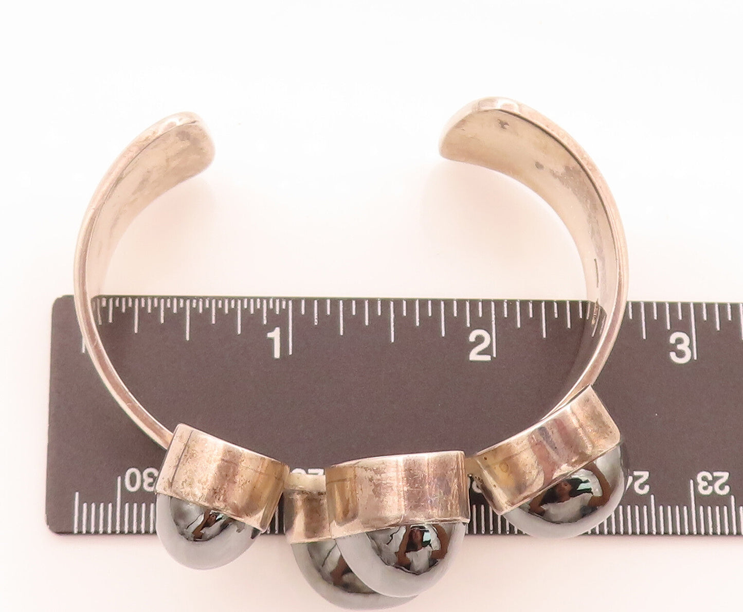 DENMARK 925 Sterling Silver Vintage Hematite Heavy Solid Bracelet  BT10053