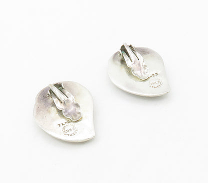 MEXICO 925 Sterling Silver  Vintage Floral Leaf Non Pierce Earrings  EG8059