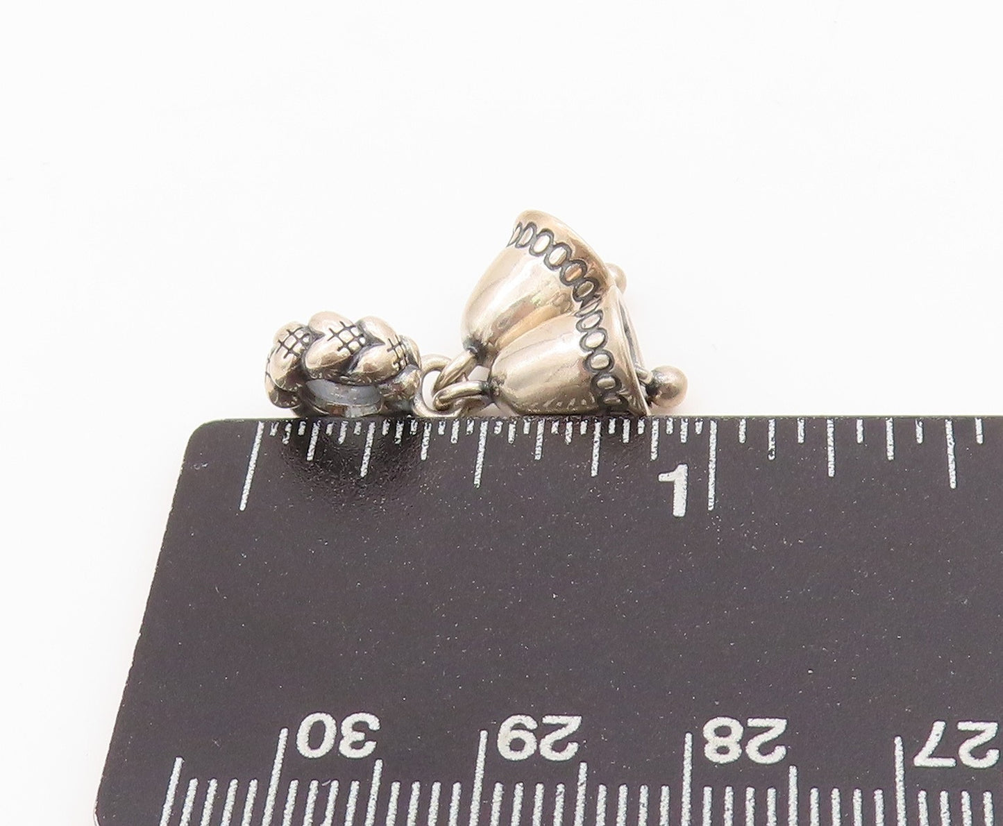 925 Sterling Silver Vintage Pendant PANDORA Mini Christmas Bell Jingles  PT24257