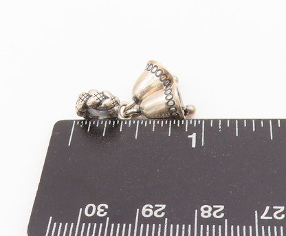 925 Sterling Silver Vintage Pendant PANDORA Mini Christmas Bell Jingles  PT24257