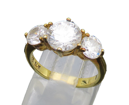 925 Silver  Vintage Cubic Zirconia Gold Plated Shiny Band Ring Sz 6  RG20741