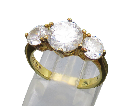925 Silver  Vintage Cubic Zirconia Gold Plated Shiny Band Ring Sz 6  RG20741