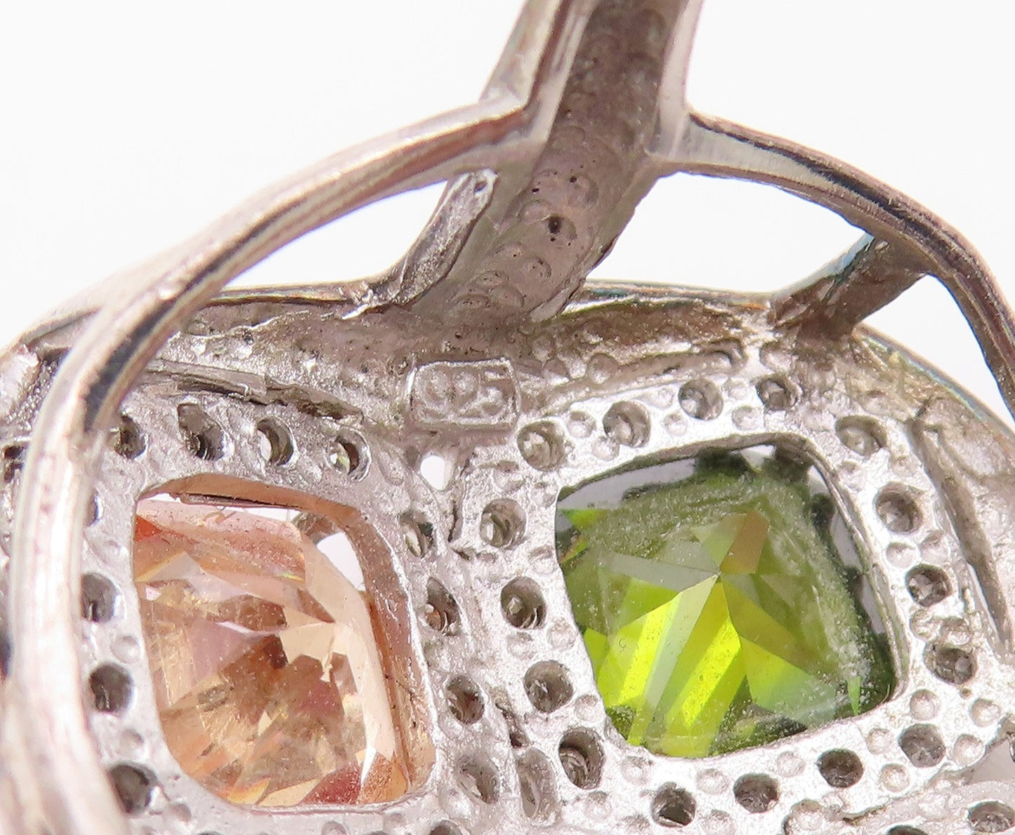 925 Sterling Silver Vintage Ring Multi Gemstone Statement Band  Sz 9  RG36455