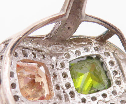 925 Sterling Silver Vintage Ring Multi Gemstone Statement Band  Sz 9  RG36455