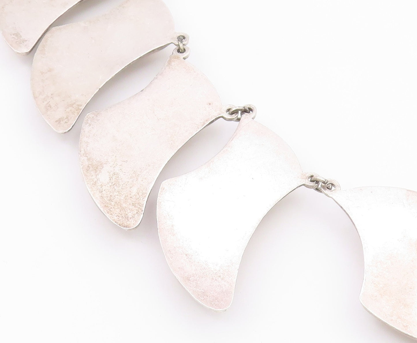 MEXICO 925 Silver  Vintage Heavy Curved Abstract Statement Necklace  NE4021