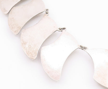 MEXICO 925 Silver  Vintage Heavy Curved Abstract Statement Necklace  NE4021