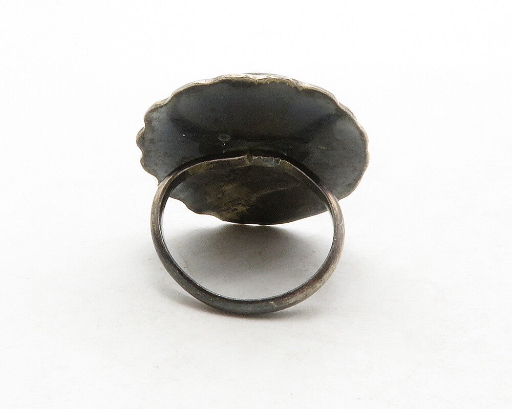 925 Sterling Silver  Vintage Red Tiger's Eye Square Cocktail Ring Sz 6 RG13501