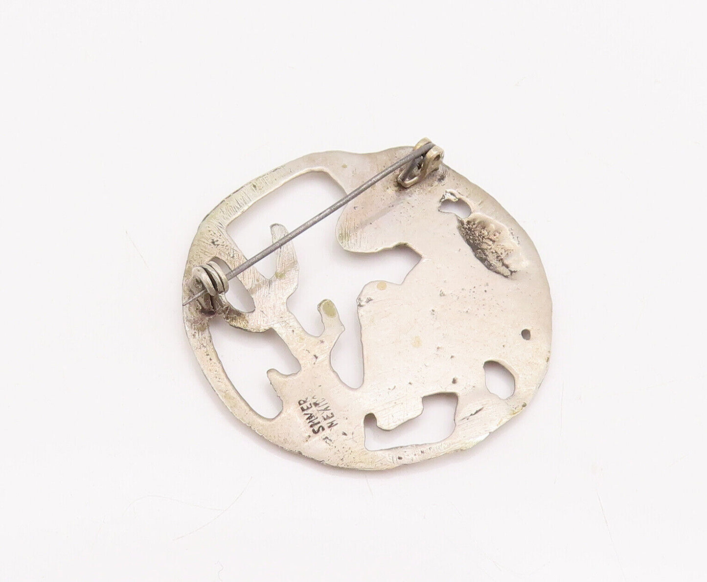 925 Sterling Silver Vintage Brooch Pin Antique Solid Carved Resting man  BP10890